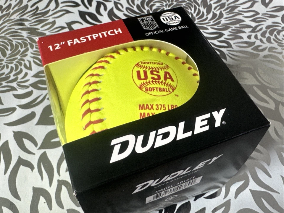 Dudley NFHS Thunder Heat Leather 12" Fast Pitch Softball Neon Yellow 4D147Y