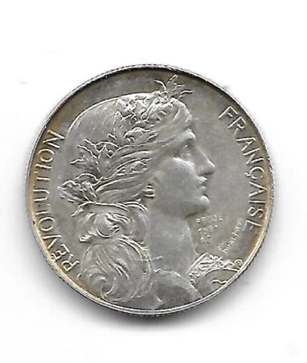 MEDAILLE MARIANNE 1981 REPUBLIQUE FRANÇAISE 1789. 1989 DANIEL DUPUIS ARGENT - Photo 1/2