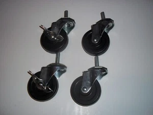 4 PK. 3" HARD RUBBER WHEELS CASTERS - Picture 1 of 5