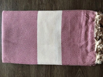 LUJO PLAYA DIAMANTE TURCO PESHTEMAL TOALLA 100% ALGODÓN AUTÉNTICO SPA VENDEDOR DE EE. UU. Foto 1 de 4