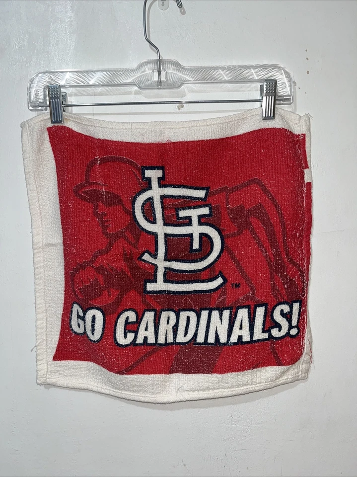 St Louis Cardinals Rally Towel Go Cardinals Red White Blue 16.5 x 15 Inches Used - Image 1 of 4