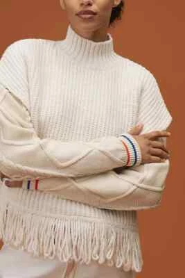 Chaleco Suéter Anthropologie Grande con Flecos Cuello Simulado Capa Talla Grande Pequeño NUEVO Foto 1 de 4