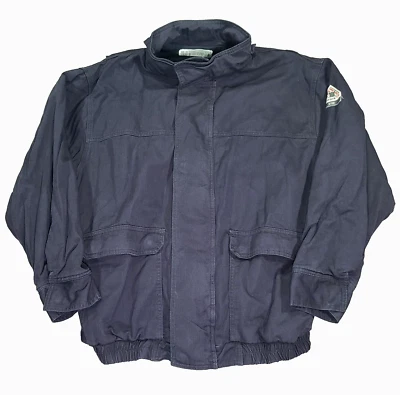 Bulwark #2112 Fire Resistant Jacket Mens XL Navy Blue Full Zip with Snap Flaps - Image 1 of 4