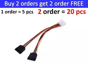 5x 4 Pin Molex IDE to 2 Serial ATA Hard Driver Power Cable SATA Y Splitter Dual - Picture 1 of 5
