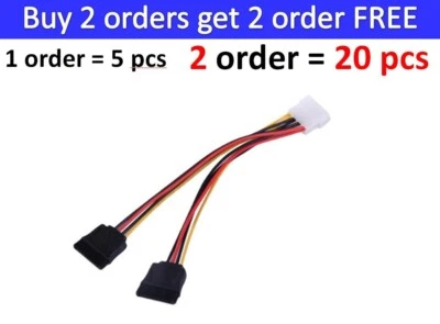 5x 4 Pin Molex IDE to 2 Serial ATA Hard Driver Power Cable SATA Y Splitter Dual - Image 1 of 4