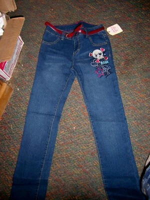 NWT FADED GLORY Skinny Skull Blue Denim Jeans - SIZE 10 - Image 1 of 2