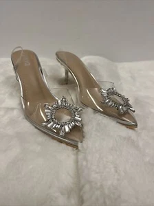 Women's Clear Heels Sandals - Wedding Pointed Toe Heel Pumps... - Picture 1 of 8
