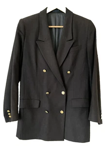 Chaqueta Blazer Burberrys Vintage Lana Azul Marino Doble Pecho Se Ajusta 10/12 Pit-Pit 19" - Imagen 1 de 13