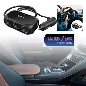 Caricabatteria accendisigari auto doppio USB presa 3 vie sdoppiatore adattatore DC 12/24 V - Foto 1 di 7
