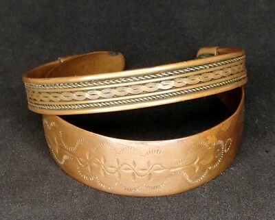 Antique Copper Ethnic Kada Handcuff Bracelet 2 pcs. - Image 1 of 4