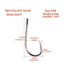 Lot 100 Baitholder Hook Jig Fishing Hooks Black HIgh Carbon Steel Fishhook bdu