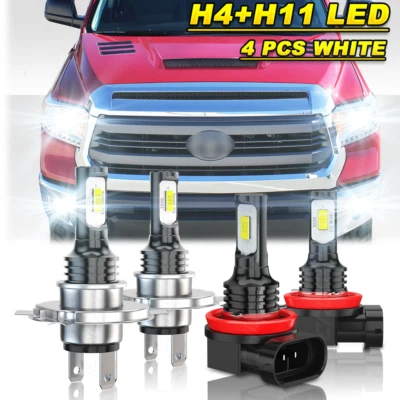 9003 H4+H11 LED Combo Faro Alto+Bajo+Bombillas Antiniebla Blanco 4 PIEZAS Foto 1 de 4