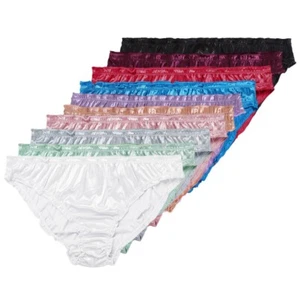 Women Sexy Satin Panties Bikini Briefs Low-Waist Elastic Silky Briefs Underwear - Picture 1 of 24