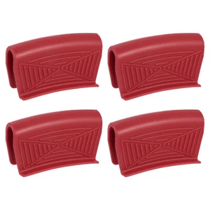 4pcs Silicone Assist Hot Pan Handle Holder Hot Skillet Handle Covers Red - Picture 1 of 5