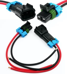 Assembled Delphi Metri-Pack 2-Pin 16GA Male & Female Connector PIGTAIL - Picture 1 of 8