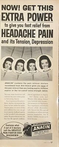 1964 Anacin Schmerzmittel DRUCKANZEIGE Kopfschmerz Analgetikum Vintage 1960er schnelle Schmerzlinderung - Bild 1 von 3