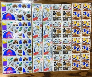 Frances Meyer STICKER SHEETS scrapbooking lot camping tool time pirates mud - Picture 1 of 2