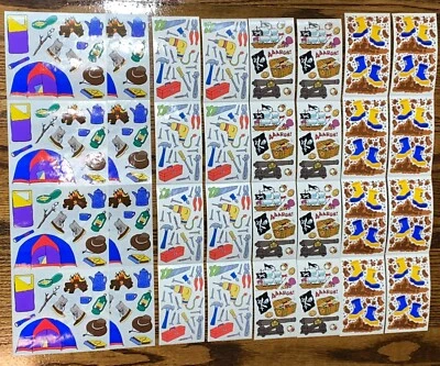 Frances Meyer STICKER SHEETS scrapbooking lot camping tool time pirates mud - Image 1 of 2