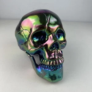 Iridiscente Arco Iris Color Ligero Hueco Calavera Mandíbula Abre Decoración Halloween - Imagen 1 de 8