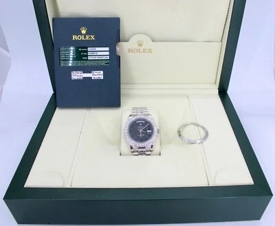 Reloj Rolex PLAT President Day-Date II #218206 4,25 quilates diamantes con caja/prs Foto 1 de 4