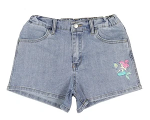Disney Girl's Little Mermaid Ariel and Flounder Denim Kids Shorts - Picture 1 of 3