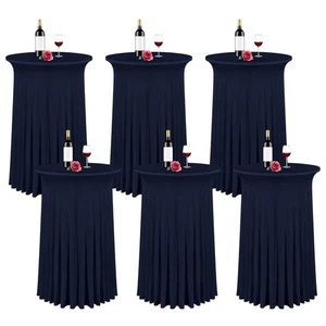 6 Packungen 32"x 43" Runder Cocktail Tisch Rock, Spandex Fitted High Top Tisch Sk... - Bild 1 von 7