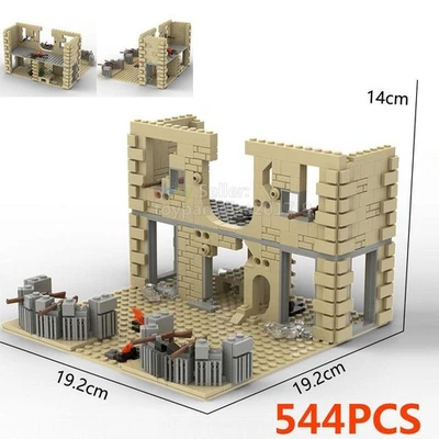 MOC Military Base Fortress Battle View Ruins House Weapon Building Blocks Set - Image 1 of 4