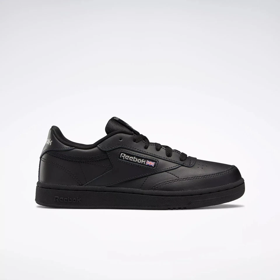 Reebok Club C Athletic SNEAKERS Leather Black Grade-school Boys Size 6