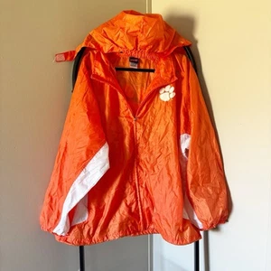 GS GENUINE STUFF ORANGE CLEMSON TIGERS XL windbreaker Packable Hood Waterproof - Picture 1 of 13