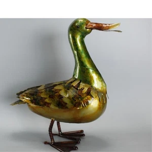 Enamel Duck Figurine 12" Accent Tin Metal Cambell - Picture 1 of 5