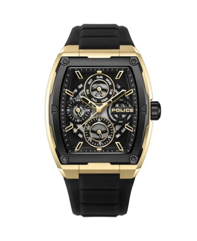 Reloj informal de cuarzo analógico POLICE para hombre vestido clásico esfera negra impermeable rectán Foto 1 de 4