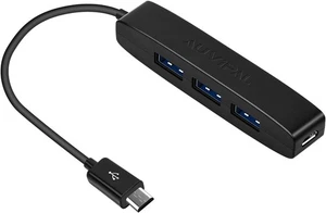AuviPal 3-Port Micro USB OTG Hub Adapter (3 Ports + Power Port) for Black - Picture 1 of 7