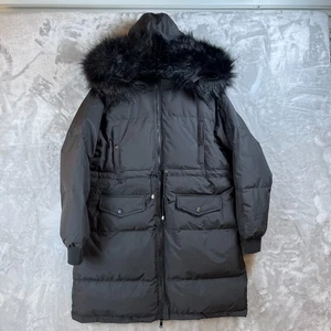 Damen Winter Warm Puffer Mantel Parka Jacke mit Kunstfell Abnehmbare Kapuze Schwarz Neu - Bild 1 von 12