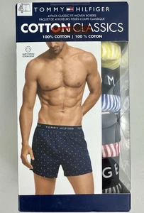 Tommy Hilfiger Cotton Classics 4-Pack Boxers M Yellow Blue Red Black w/ Stripes - Picture 1 of 7