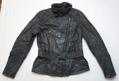 Chaqueta de motociclista Belstaff para mujer corredor delgada forrada con cinturón mezcla de algodón encerado negra 42 Foto 1 de 4