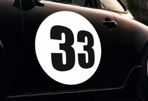 3 adesivi porta auto rotondi e numeri rally cerchio vinile auto corsa BIANCO - Foto 1 di 1