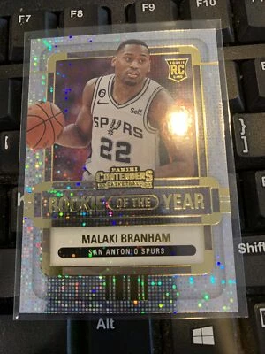 MALAKI BRANHAM 2022-23 CONTENDERS RC ROOKIE OF THE YEAR #12 SPURS FREE SHIP - Image 1 of 2