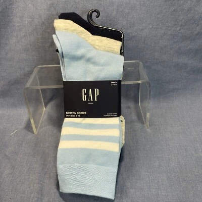 Gap Mens Cotton Crew Multi color Dress comfort soft Socks 3 Pairs Size - 6-12 - Image 1 of 4