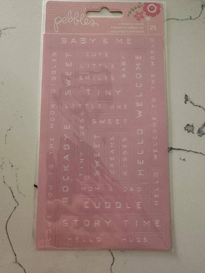Etiquetas adhesivas Pebbles Pink Baby & Me - Sweet Dream Kisses Risas Álbum de recortes Foto 1 de 4