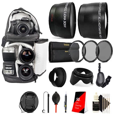 58mm Complete Accessory Kit for Canon EOS Rebel T6i T6 T7i  SL2 SL3 T100 - Image 1 of 4