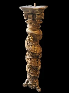 COLONNE ORNEMENTALE RECONVERTIE EN SOCLE. BAROQUE. BOIS DORÉ. ESPAGNE. XVIII–XIX - Picture 1 of 8