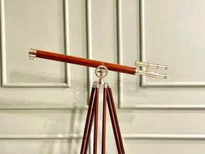 Telescopio in legno e ottone per vista a distanza, telescopio per Natale, supporto lungo - Foto 1 di 9