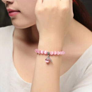 Fashion Natural Color Agate Cat's Eye Stone Bracelet For Women Crystal Beaded