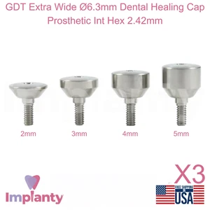 3x GDT extra breit Ø6,3mm Zahnheilkappe Prothetik Titan Int Sechskant 2,42mm - Bild 1 von 4