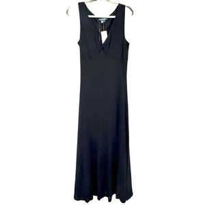 Lauren Ralph Lauren NWT Black Maxi Tank Dress Size M V-Neck Long Dress - Picture 1 of 6