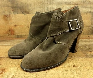 Botas al tobillo de cuero Lucky Brand azules con hebilla de tacón alto gris gamuza 9,5 39,5 - Imagen 1 de 12