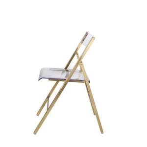 Folding Chair in Brushed Gold Finish with Stainless Steel Frame for Kitchen - Picture 1 of 7
