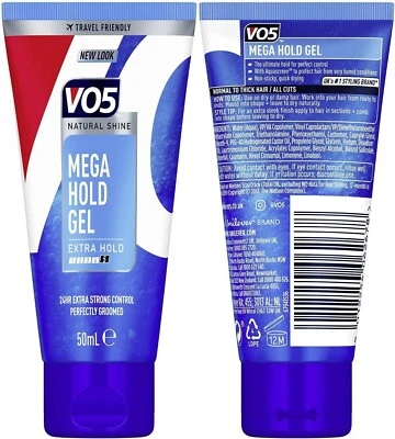2 x VO5 Mega Hold 24hr дополнительный контроль путешествий дружественный укладки гель 50 мл новый Великобритании - Изображение 1 из 4