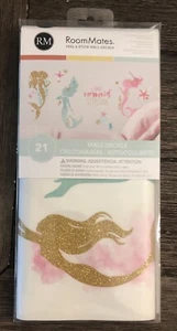 RoomMates ROom Mermaid Peel and Stick Wall Decals With Glitter - Picture 1 of 4