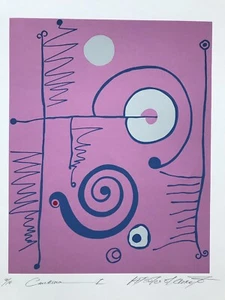 Modern ABSTRACT Serigraph Print Atsuko Okamoto Contemporary Pop Art  21" x 30" - Picture 1 of 4